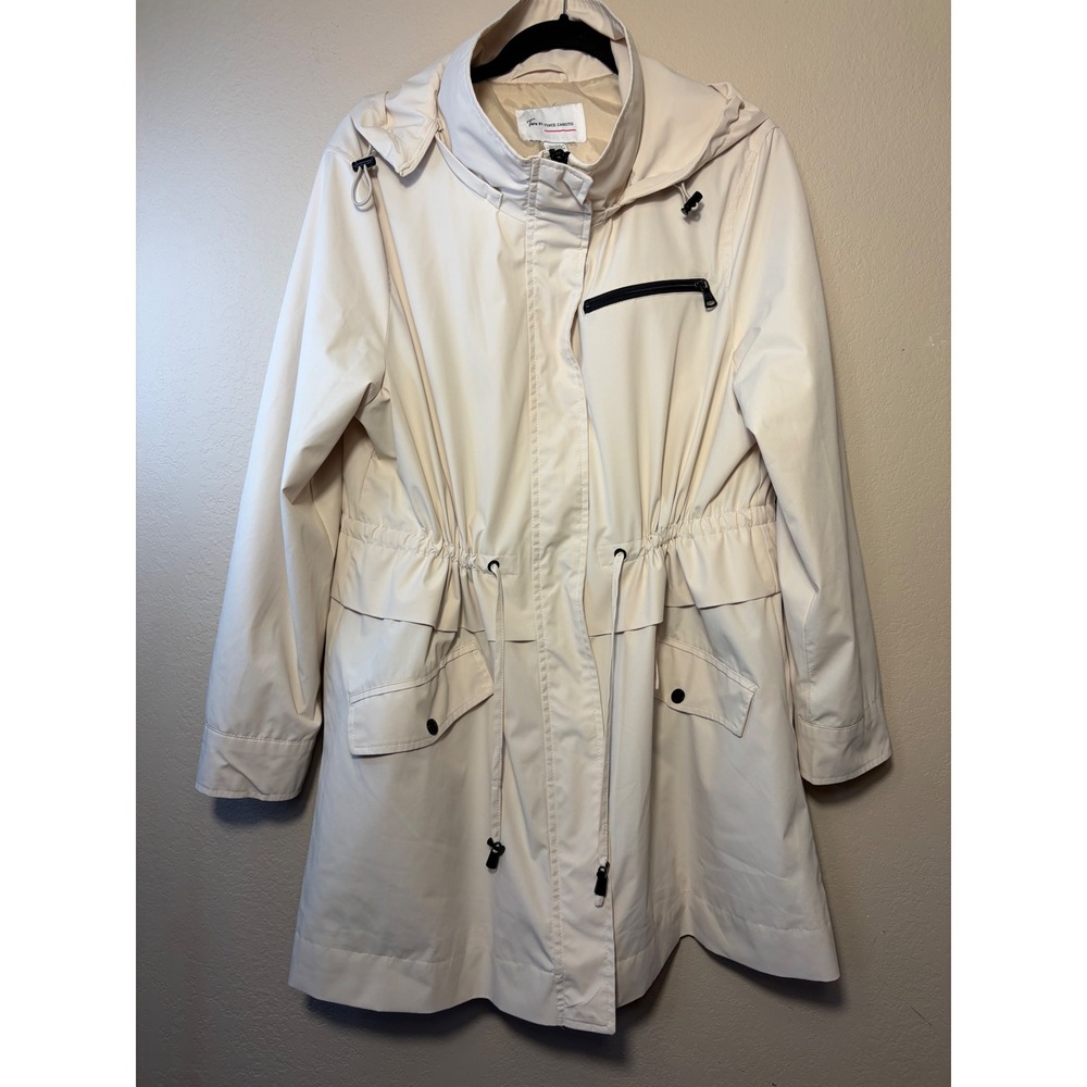 Two by Vince Camuto Cream Anorak Hooded Rain Jacket XL
